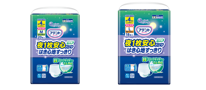 アテント 夜1枚安心パンツ はき心地すっきり 男女共用 M／L