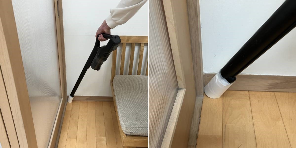 5. 芯の先端をすきまなどに差し込み、掃除機で吸引しましょう。