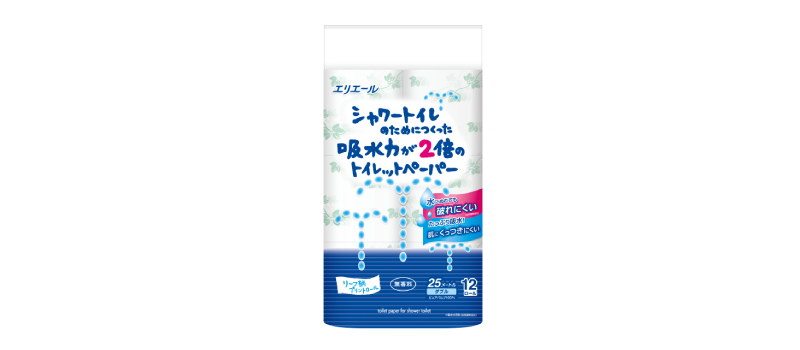 エリエール シャワートイレのためにつくった吸水力が2倍のトイレットペーパー