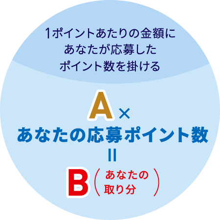 1ポイントあたりの金額にあなたが応募したポイント数を掛ける