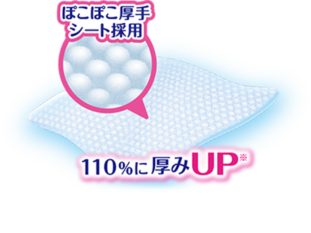 ぽこぽこ厚手シート採用 110%に厚みUP