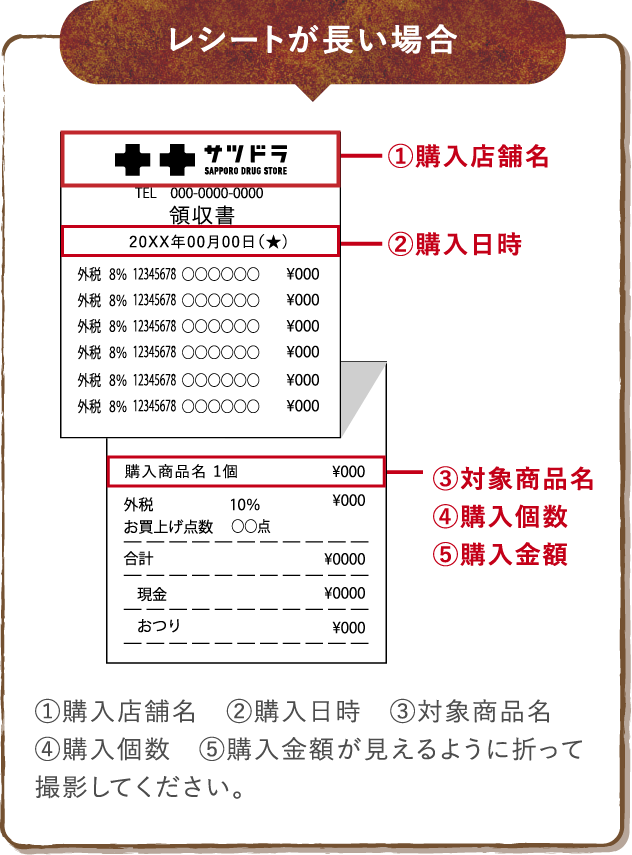 レシートが長い場合