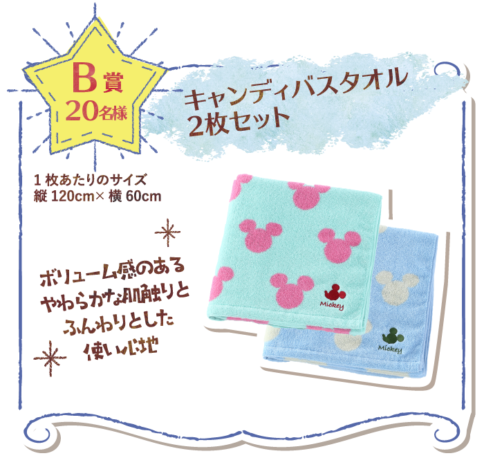 B賞 20名様 キャンディバスタオル2枚セット