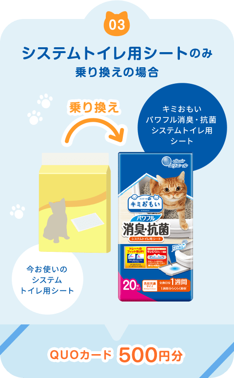 3システムトイレ用シートのみ乗り換えの場合QUOカード500円分