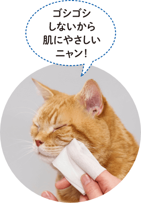 ゴシゴシしないから肌にやさしいニャン！