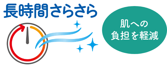 長時間さらさらで肌への負担を軽減