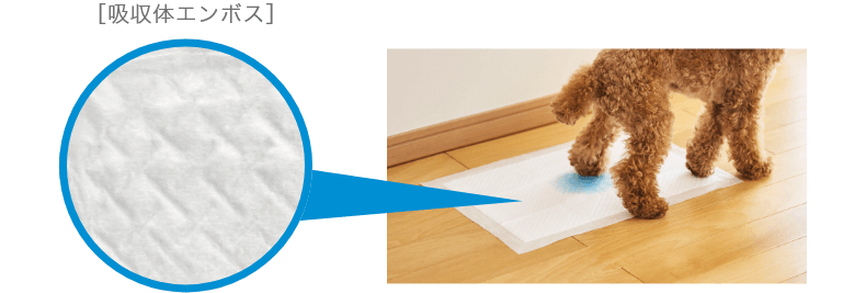 吸収体エンボスの断面図（ペットシーツ）