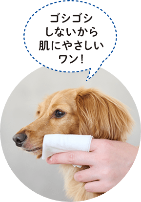 ゴシゴシしないから肌にやさしいワン！