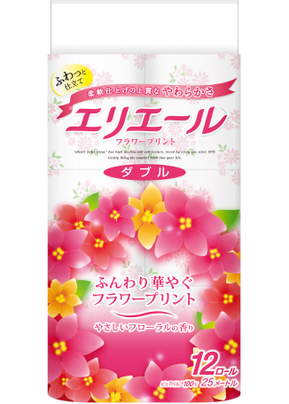 エリエールトイレットティシュー フラワープリント・12ロール・18ロール・コンパクト8ロール